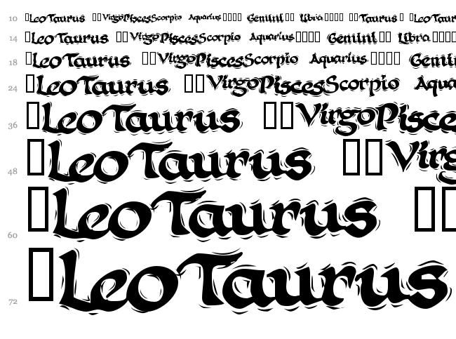 KR Astro font waterfall